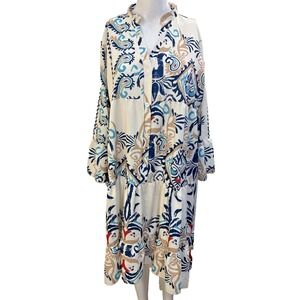 Womans Boho Paisley Print Tunic Dress Size XL Tiered Flowy Peasant Western Vacay